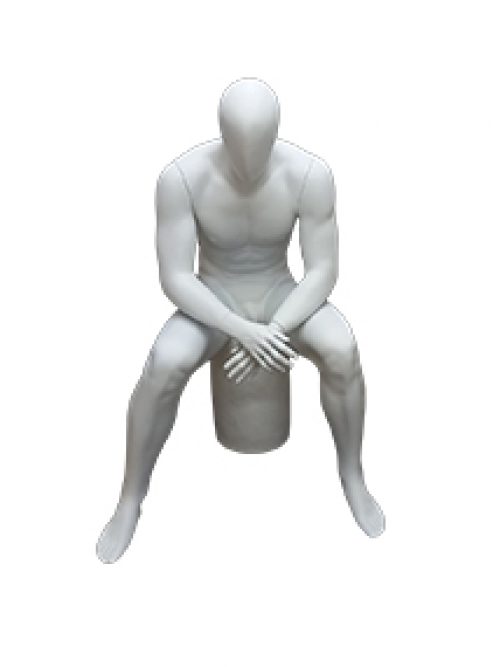 Maneken lutka muška bela mat no face sedeća